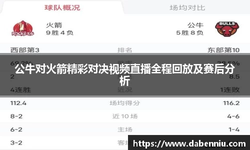 公牛对火箭精彩对决视频直播全程回放及赛后分析